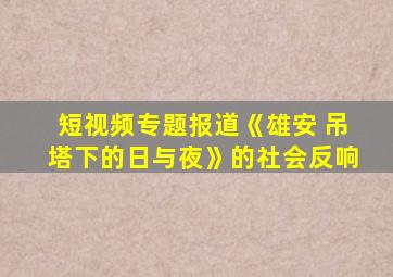 短视频专题报道《雄安 吊塔下的日与夜》的社会反响